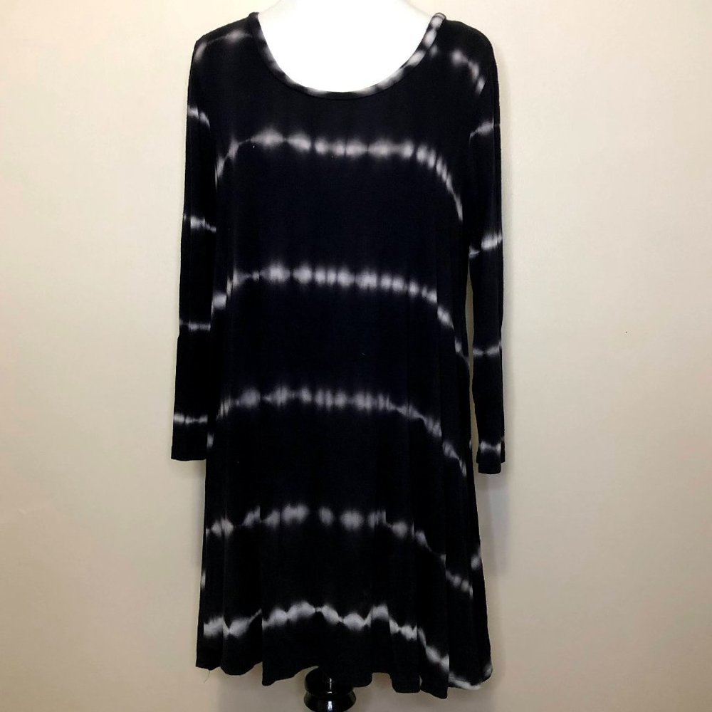 Frumos Tie-Dye Black & Grey Tunic Top (XL)